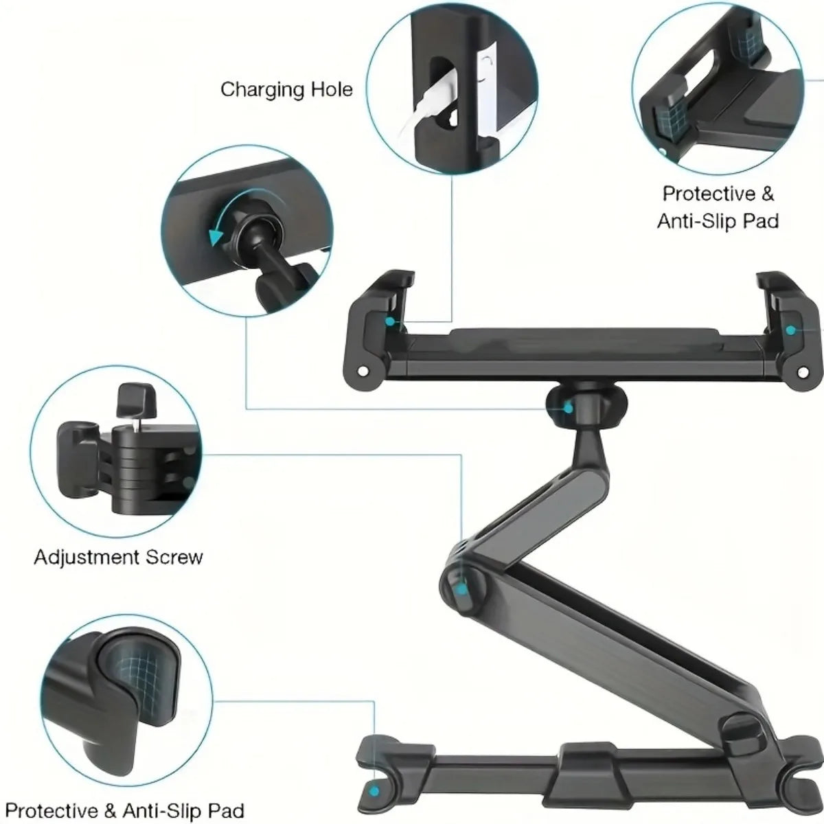 Car Tablet Holder for Backseat Travel | Fits iPad & Tablets 4.7”–12.9”