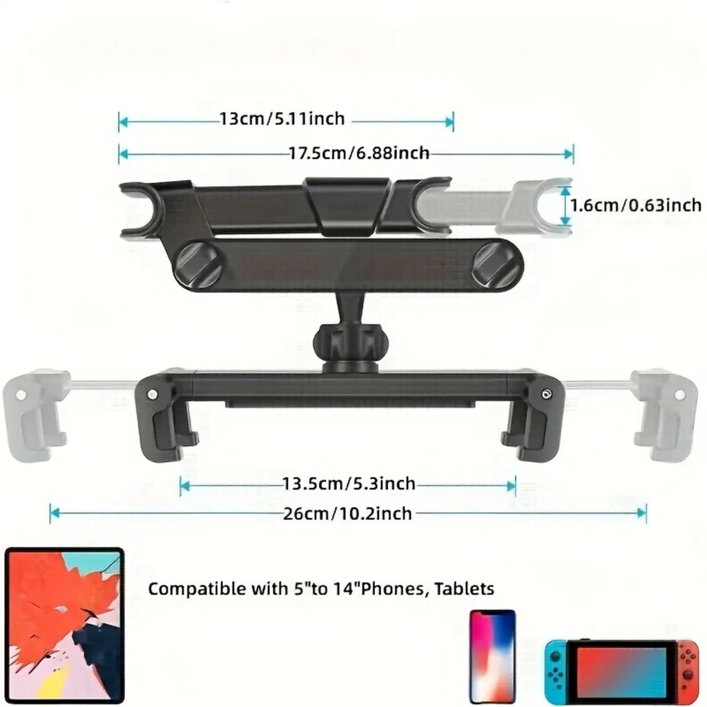 Car Tablet Holder for Backseat Travel | Fits iPad & Tablets 4.7”–12.9”