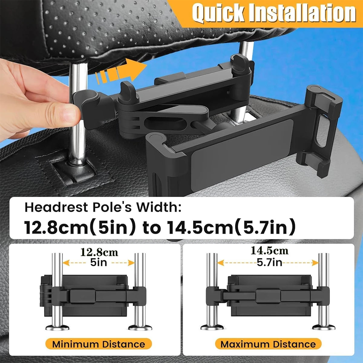 Car Tablet Holder for Backseat Travel | Fits iPad & Tablets 4.7”–12.9”