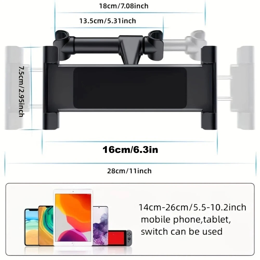 Car Tablet Holder for Backseat Travel | Fits iPad & Tablets 4.7”–12.9”